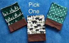 Evergreen trees-bears-deer pillowcase - standard/queen - handmade - name option