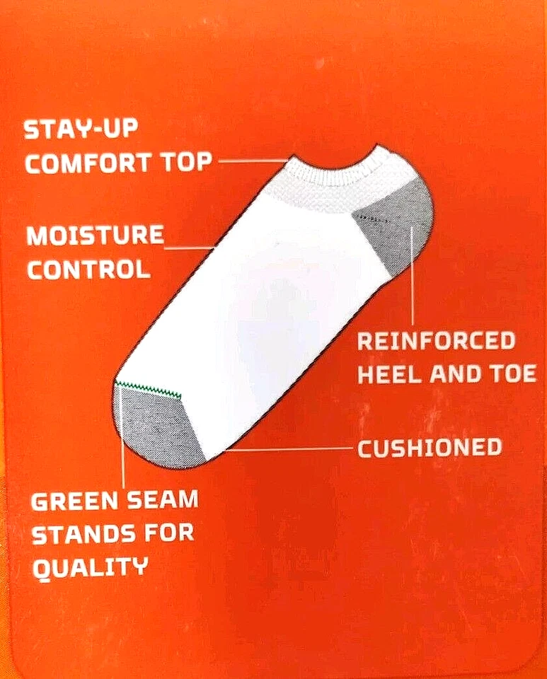 Calcetines deportivos cómodos Burlington No Show para hombre 10 pares grandes 6-12 negros Foto 4 de 4