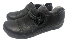 Clarks Collection Cheyn Madi Black Leather Flats Slip On Shoes Women  s SZ US 8.5