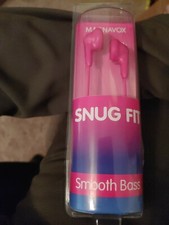 Magnavox  Snug Fit - Smooth Bass - Silicone Earbuds Pink Headphones Music