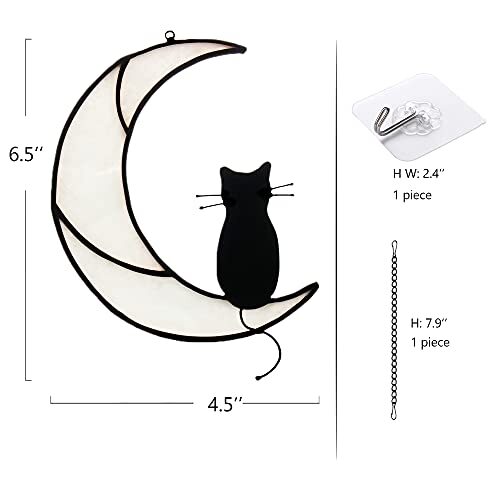 Vidrio Negro Gato En Luna Colgantes Ventana Adorno Regalo para Blanco - Imagen 3 de 7