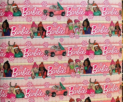 Christmas Holiday Winter Birthday Wrapping Paper Stripes Pink Car 100 sq ft