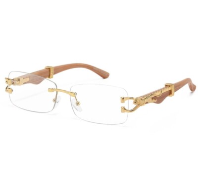 Clear Sunglasses Trendy Street Wear Buffs Wood Arms Rapper Gang Style Classic
