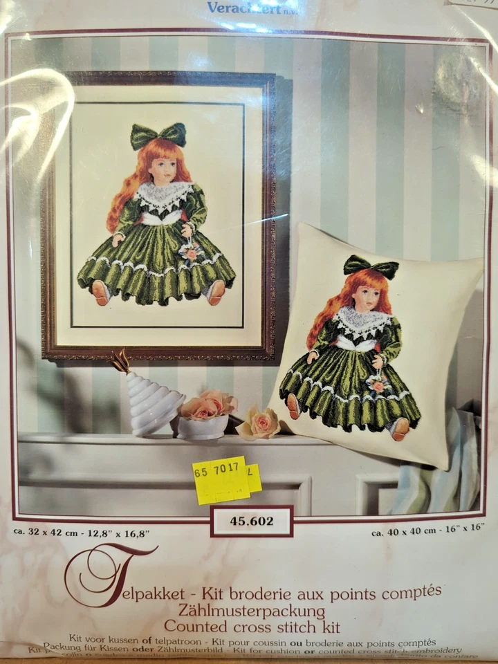 Vervaco Doll In Green Dress Counted Cross Stitch Kit NOS NEW 45.602 - Image 2 of 4