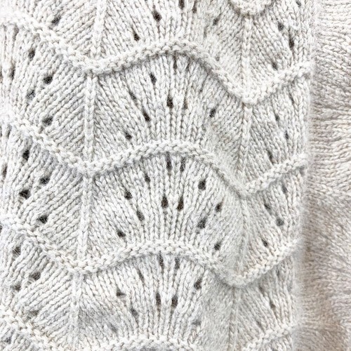 Tweeds Womens Cardigan Sweater Beige Chevron 3/4 Sleeve Scoop Neck Crochet M - Picture 5 of 8