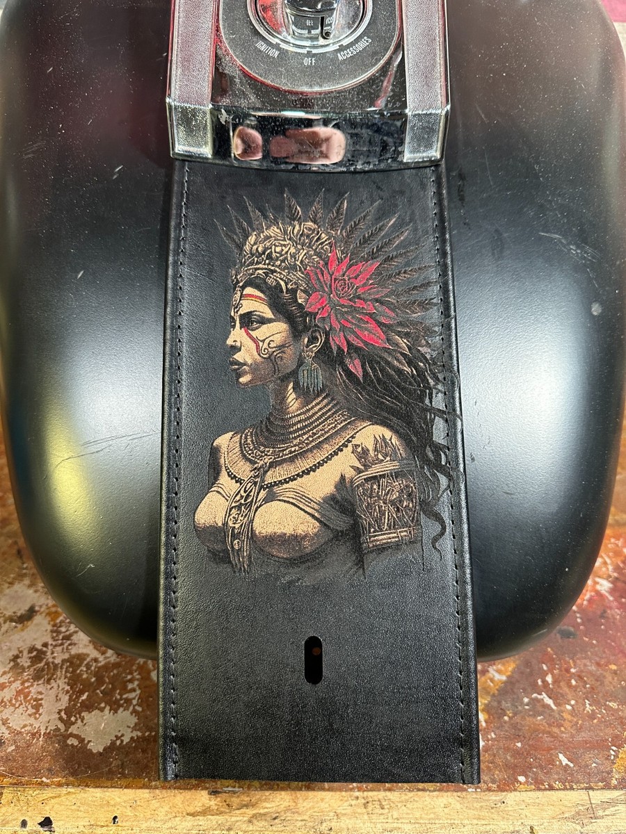 Aztec Queen Chicano Vicla Harley Davidson Leather Gas Tank Panel