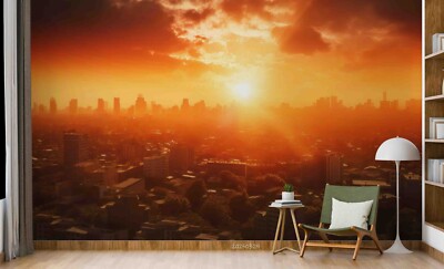 3D Sky Sunset Cityscape Wallpaper Wall Murals Removable Wallpaper