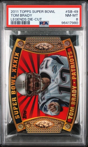 2011 Topps Super Bowl Legends Die Cut SB-49 Tom Brady Patriots PSA 8 NM-MT