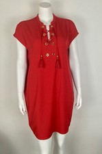 Calvin Klein Women’s Shift Dress NWT $129 Solid Red Pockets Sz 8
