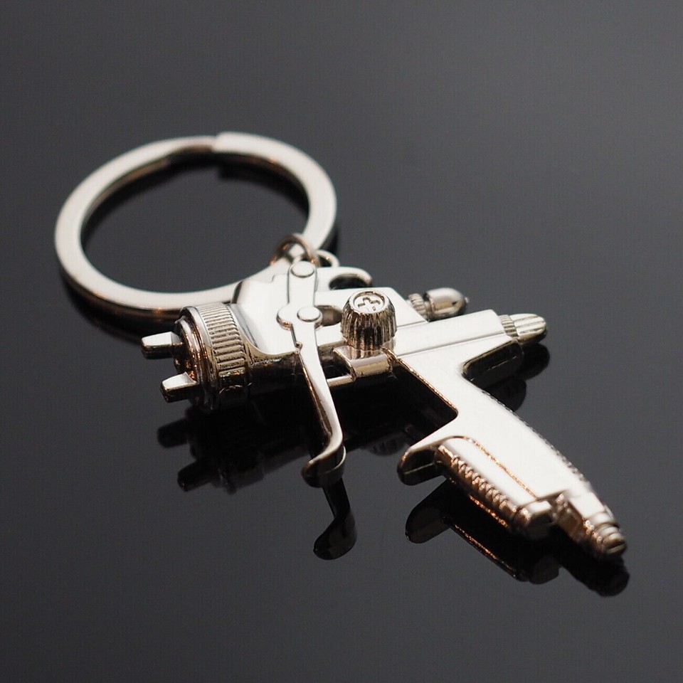 5 Pack Spray Paint Gun Metal Key Chain Ring Pendant Keychain