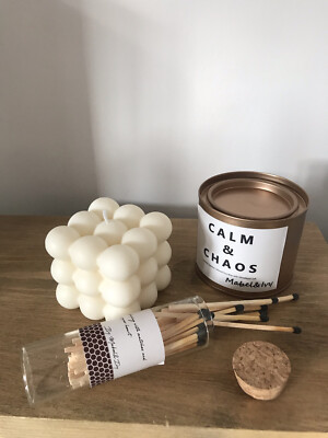 Bubble Cube | handgegossen | Vegane natürliche ästhetische Sojawachskerze - Scandi