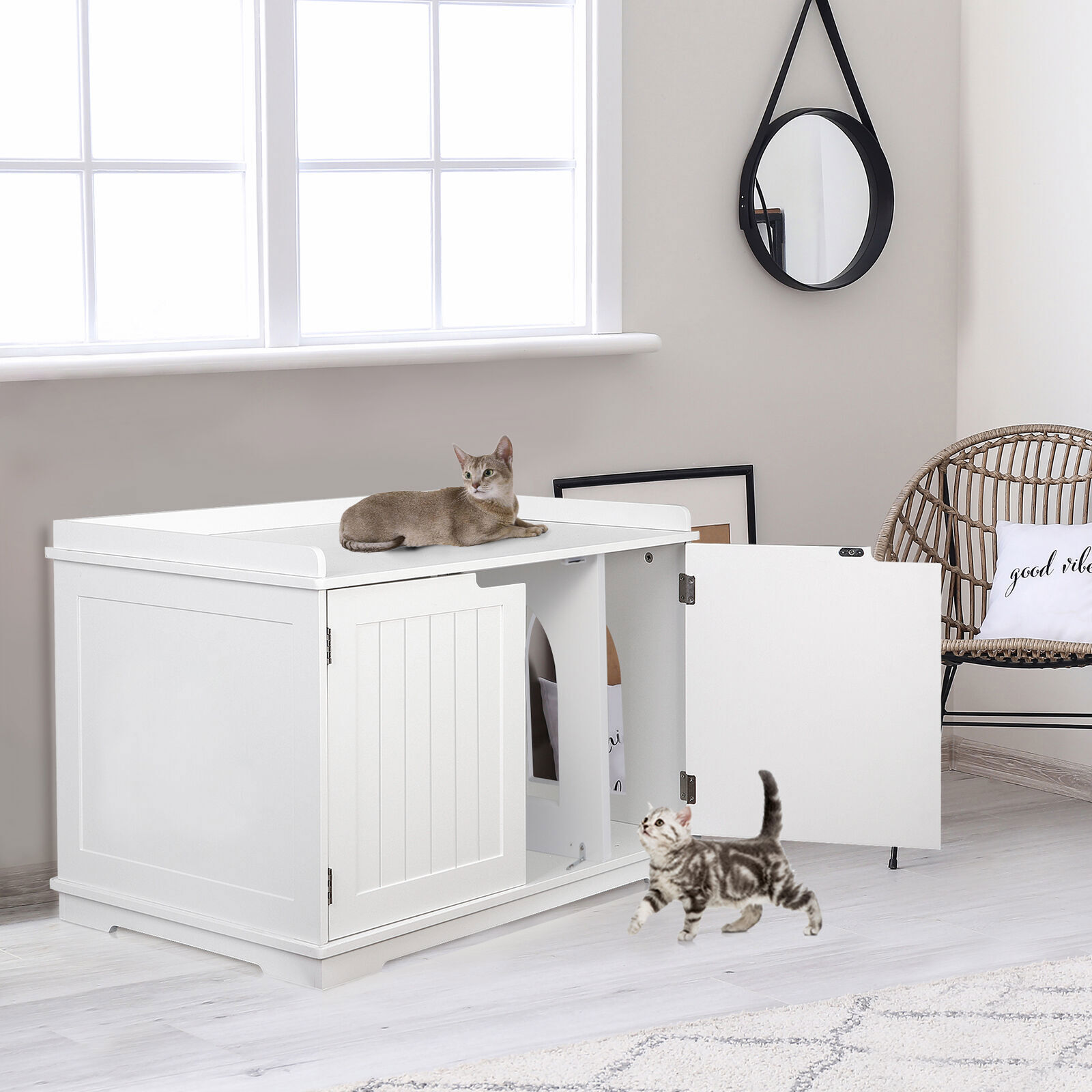 Enclosure Enclosed Cat House Side Table Home