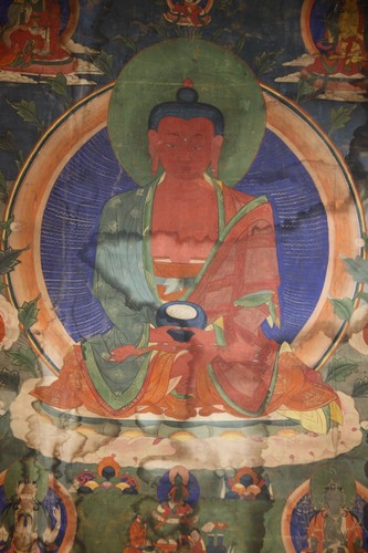 Real Tibet 19th Century Old Antique Buddhist Sakyamuni Buddha Thangka Tangka - Picture 4 of 17