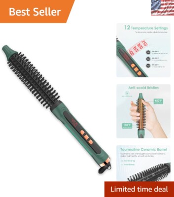 Compact 0.5 Inch Heated Styling Brush - Safe for Curling and Straightening Hair