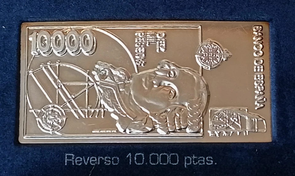SPAGNA  SERIE DI BANCONOTE  PESETAS IN LAMINA DI ARGENTO PURO 0.999 - Immagine 2 di 4