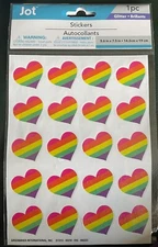 Jot Glitter Rainbow Heart Stickers 1 Sheet Of 20