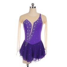 Ladies Figure Skating Competition Dress Perform Skirt Long Sleeves Gymnastics