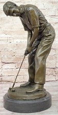 Extra Large Golf Golfer Sport Memorabilia by Miguel Lopez Bronze Sculpture Deco