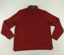 Wrangler Sweater Mens Large Red Knit Fleece Quarter Zip Pullover Authentics