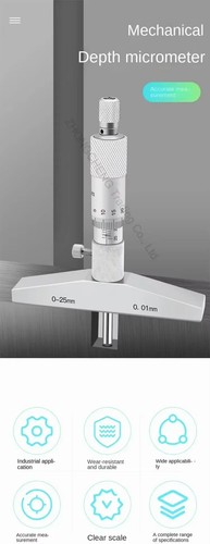 High Precision Vernier Depth Micrometer Vernier Depth Ruler, Spiral Micrometer - Picture 7 of 27