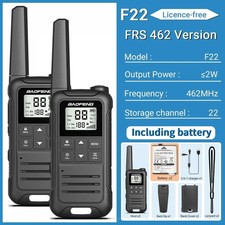 2Pcs Baofeng F22 Mini Walkie Talkie PMR FRS Long Range Rechargable Portable Kids