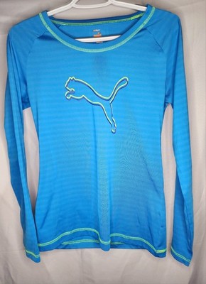 Puma SportLifestyle Blue Long Sleeve Performance Shirt Women s Size UK 12