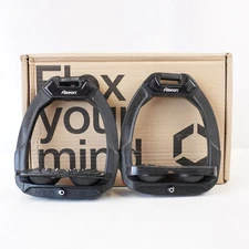 Flex-On Safe On Horse Riding Stirrups With Incline Ultra Grip Footbeds In Black