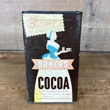 BAKER's Cocoa Tin 1/2 Pound General Foods Corp Dorchester Mass. Vintage