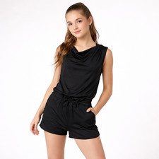 Jo Jax Dancewear Girl's Spectra Romper in Black Color and size Youth Large YL