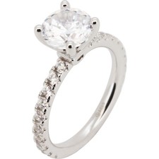 925 Sterling Silver AAA Cubic Zirconia Eternity Solitaire Engagement Ring
