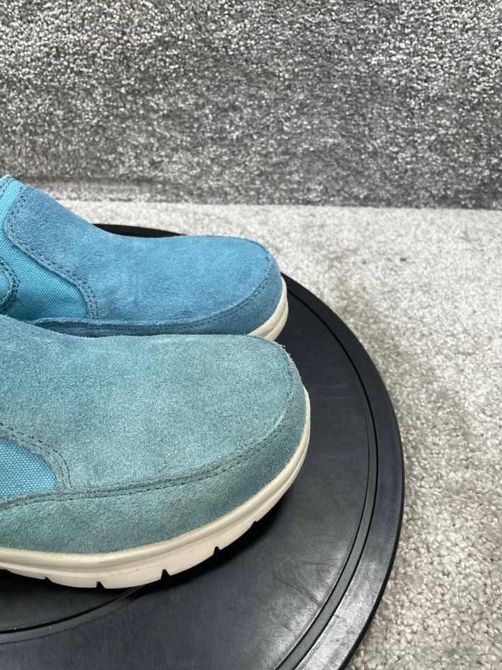 Zapatos Hytest para mujer talla 7 anchos punta de acero negro trabajo cuero azul tormenta sin cordones Foto 2 de 4