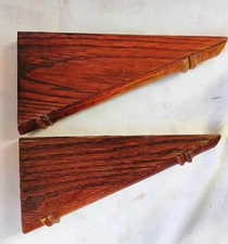 Pair of Oak Wooden Wall Mount Shelf Brackets 7" deep x 3 1/2" high