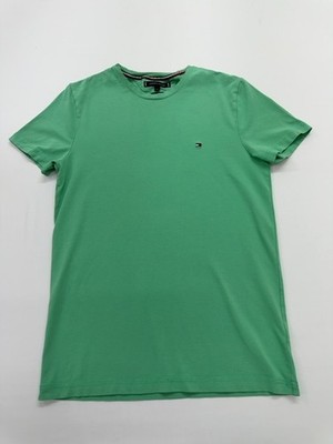 Tommy Hilfiger Mens T-Shirt Green Slim Fit Organic Cotton Size M