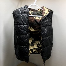 Mallimoda Hooded Puffer Vest Jacket Boys Waistcoat Double Black Camouflage Coat
