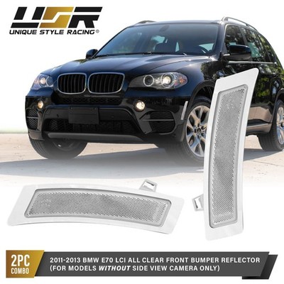 CLEAR Bumper Reflector Side Marker Light For 11-13 BMW E70 X5 LCI No Side Camera