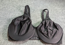 Bali Black Bra 38DD Underwire Unlined Full Coverage Hook Eye Lace Detail Comfort