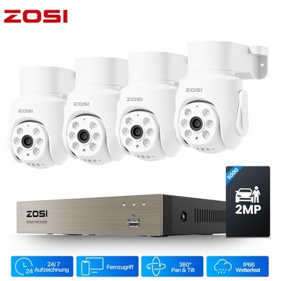 ZOSI 8CH 2MP CCTV Überwachungskamera Set Außen 500GB DVR Schwenkbar IRNachtsicht