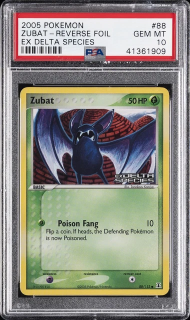 2005 POKEMON EX DELTA SPECIES #88 ZUBAT-REVERSE FOIL PSA 10