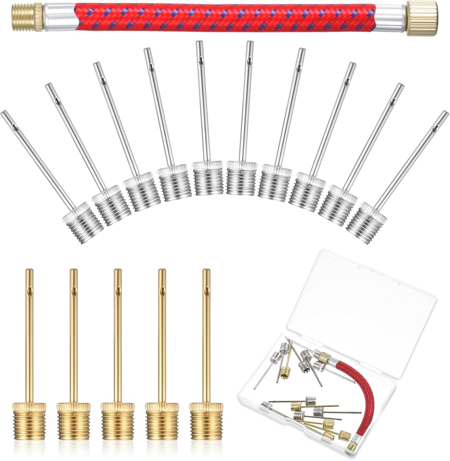 16 PCS Air Pump Needles, Ball Pump Inflation Needles Dual-Port Inflation Needle