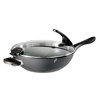 Stoneline Future Wok 32 cm, mit Sieb-Glasdeckel, mit austauschbaren Griffen