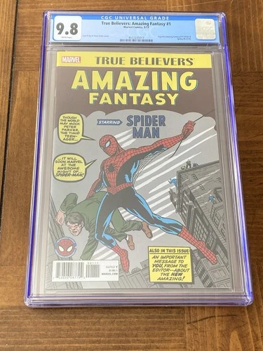 TB Amazing Fantasy 15 CGC 9.8 White Pages (Rpt 1st app Spider-Man) + magnet