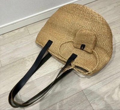 Margaret Howell Basket Shoulder Tote Bag w/Pouch in Beige USED Good Condition