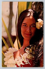 UNITED AIR LINES Vtg Hawaii Hula Girl Postcard 1960s Travel Promo