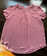 DR2 by daniel rainn Cap Sleeve V-Neck Blouse - Size Large - Dusty Rose