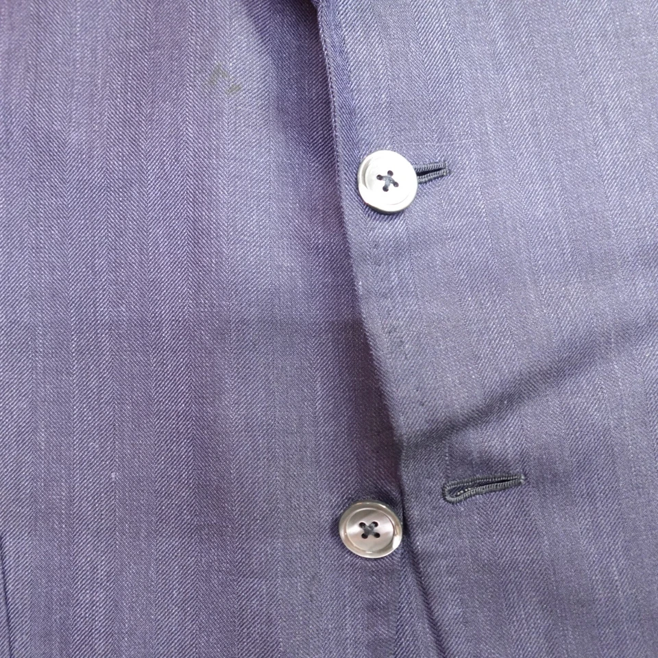 Isaia Napoli Sport Coat 42R Blue Unlined Unstructured Pick Stitching Wool Linen - Image 2 of 4