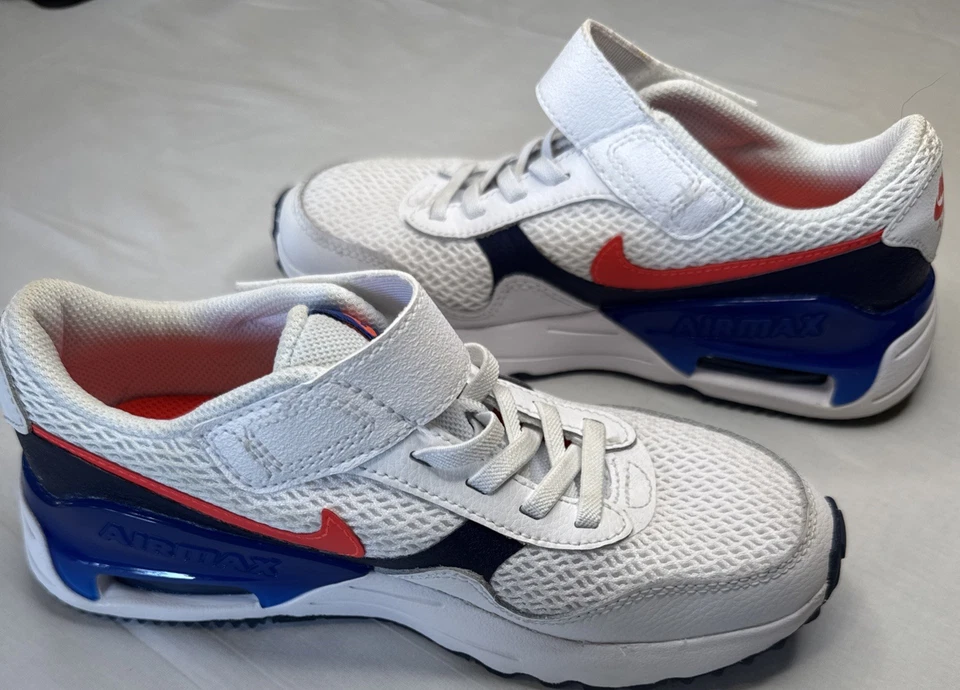 Nike Air Max System White/Blue/Orange Kids Shoes Size 2Y - Image 4 of 4