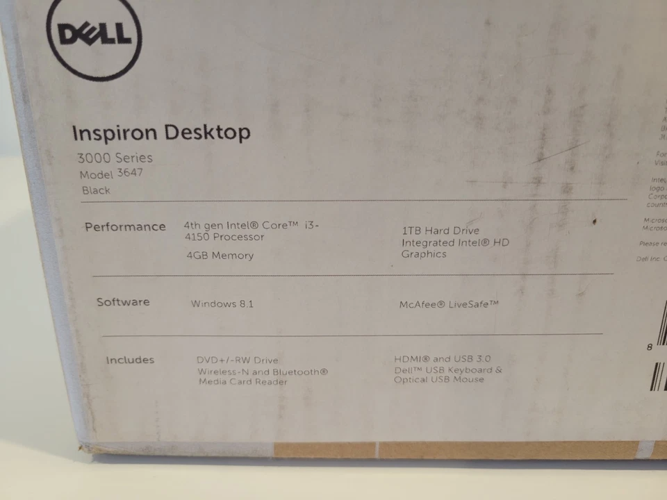 Dell Inspiron Desktop i3647-2309BK Intel i3-4150 CPU 3.5 GHz HDD 1 TB RAM 4 GB - Image 2 of 4