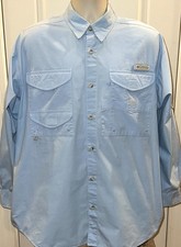Columbia PFG Men s Light Blue Button Down Fishing Vented Long Sleeve Shirt Sz M