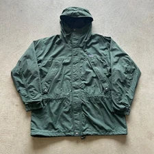 Vintage 90s Patagonia Parka Rain Jacket Size XL Green Full Zip Nylon STY 83011