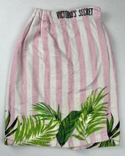 Victoria’s Secret Towel Wrap Pink Stripe Palm Leaf Spa Skirt Terry Cloth OS